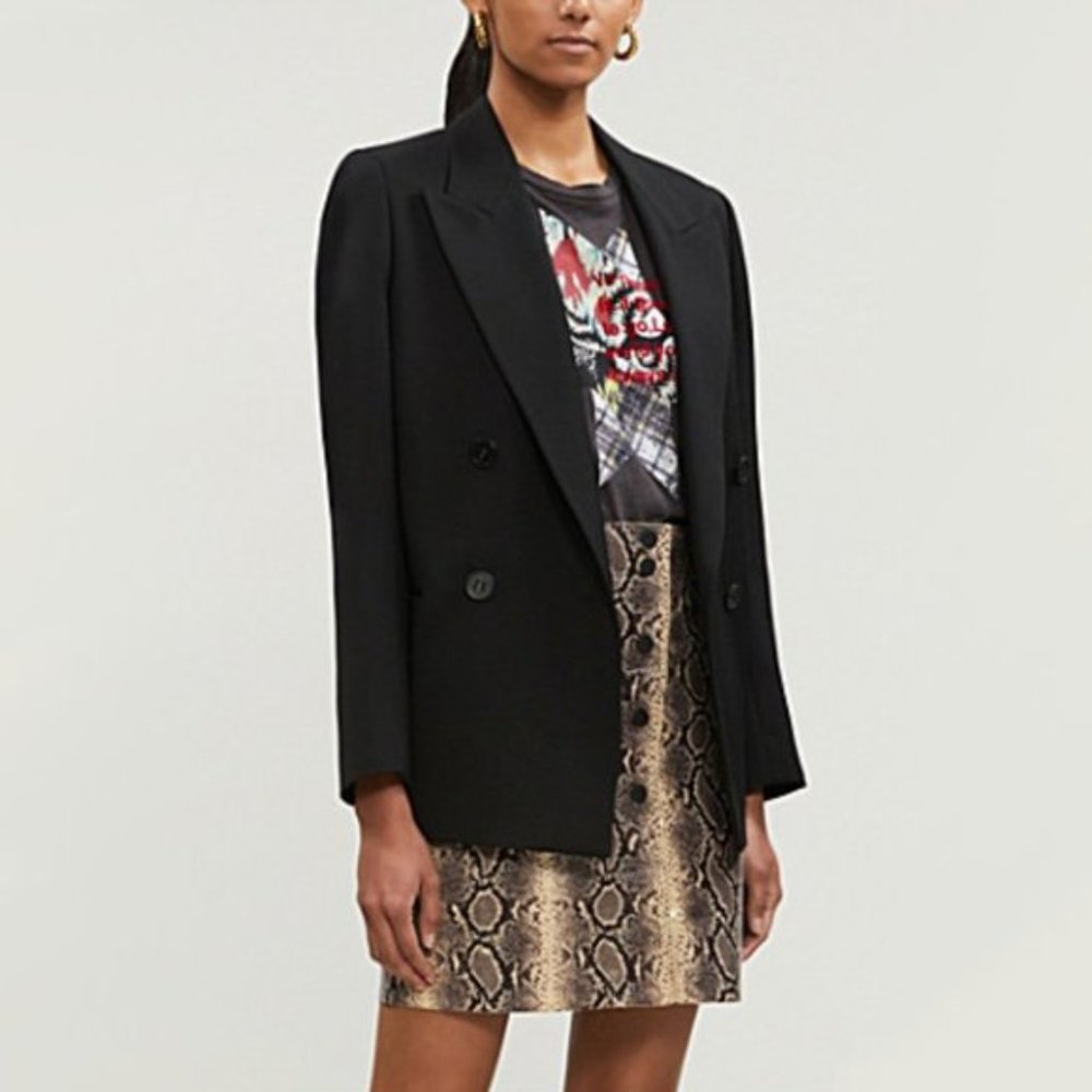 NWOT Sandro python snakeskin pattern leather mini skirt, L